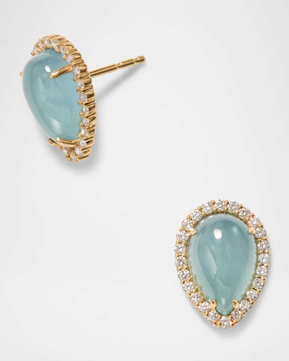18K Yellow Gold Sparrow Earrings with Diamonds and Aquamarine